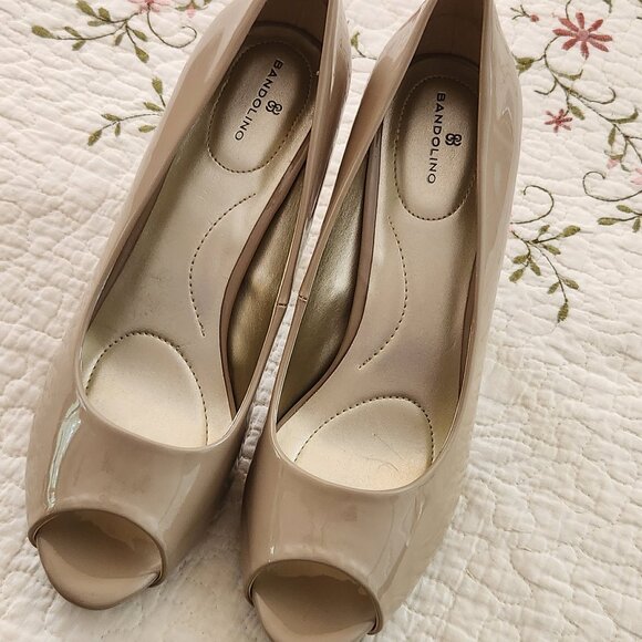 BRAND NEW BANDOLINO OPEN TOE TAUPE HIGH HEELS SIZE 9 1/2 M - Picture 3 of 15